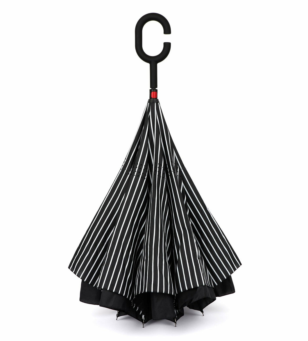 IOco Reverse Umbrella - Black & White Pin Stripe