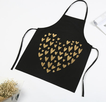 Black and gold heart apron