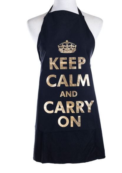 Keep calm and carry on apron (Black and gold)
