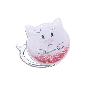Compact mirror with glitter - Pig